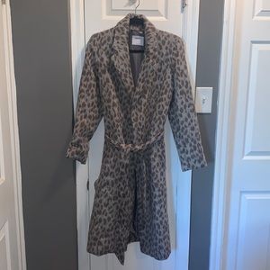 NWT leopard belted long jacket